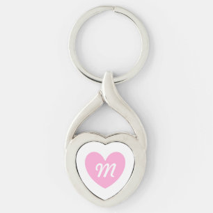 Chaveiro Monograma algodão doce Cor de rosa em branco