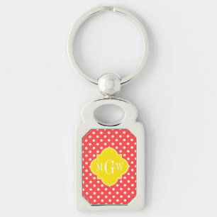 Chaveiro Monograma amarelo de Quatrefoil 3 das bolinhas