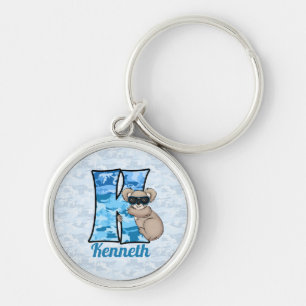 Chaveiro Monograma azul "K " do Koala do miúdo