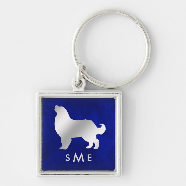 Chaveiro Monograma Blue Silver Bernese Mountain Dog (Frente)