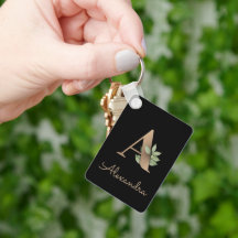 Monograma Botânico Elegante Letra Dourada A Chavei