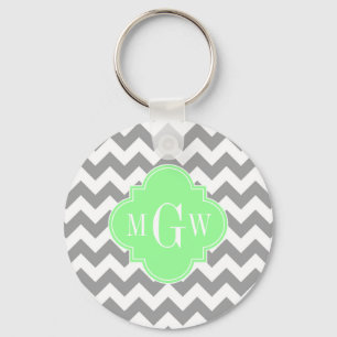Chaveiro Monograma branco cinzento de Quatrefoil 3 da