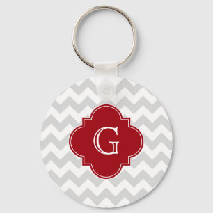 Chaveiro Monograma branco cinzento de Quatrefoil do arando