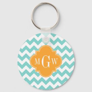 Chaveiro Monograma branco de Quatrefoil 3 do Cantaloupe de
