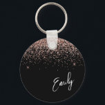 Chaveiro Monograma Brilhante preto-Rosa Dourado, cor-de-ros<br><div class="desc">Preto e Rosa Dourado - Chaveiros com nomes de Monograma (Cadeia-Chave) de Script Glitter de Estirpe Cor-de-Rosa Esbranquiçada. Isto faz o doce e perfeito aniversário de 16 anos, casamento, chá de panela, aniversário, chá de fraldas ou festa de solteira presente para alguém que ama luxo de luxo e estilos quíticos....</div>