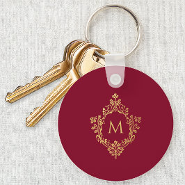 Chaveiro Monograma Burgundy Vintage Elegante Crista Falso O