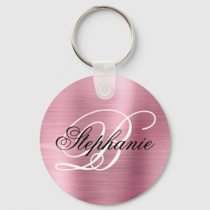 Chaveiro Monograma Chique com Folha Rosa