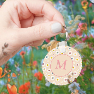 Chaveiro Monograma Colorido Smiling Daisy personalizado