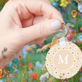 Chaveiro Monograma Colorido Smiling Daisy personalizado