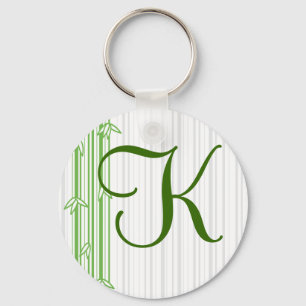 Chaveiro Monograma com fundo de bambu - letra K