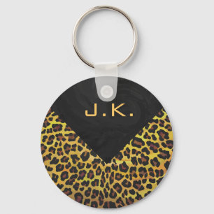Chaveiro Monograma com leopardo Brown e amarelo