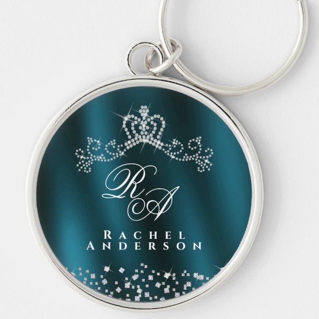 Chaveiro Monograma Coroa com Brilho Verde (Frente)