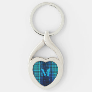 Chaveiro Monograma da brilhante azul Elegante