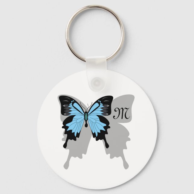 Chaveiro Monograma da Sombra da Borboleta Azul (Frente)