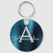 Monograma de Aço Inox Falso Azul Moderno