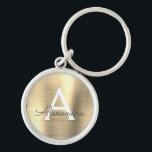 Chaveiro Monograma de Aço Inox Falso Dourado Luxo<br><div class="desc">Corrente de Chaves Metálica Dourada de Luxo em Aço Inox Falso. Essas correntes de chaves podem ser personalizadas para incluir sua inicial e primeiro nome. Essas correntes de chaves fazem ótimos presentes de aniversário,  chá de noiva ou festa de despedida de solteira.</div>