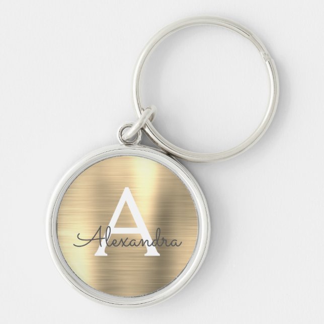 Chaveiro Monograma de Aço Inox Falso Dourado Luxo (Frente)