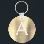 Chaveiro Monograma de aço inoxidável Dourado de luxo<br><div class="desc">Chaveiro de Elegante Metálico de Aço Isolado,  Dourado de luxo. Esses Chaveiros podem ser personalizados para incluir seu nome e nome inicial. Estas correntes-chave fazem favores de excelente,  chá de panela ou festa de solteira.</div>