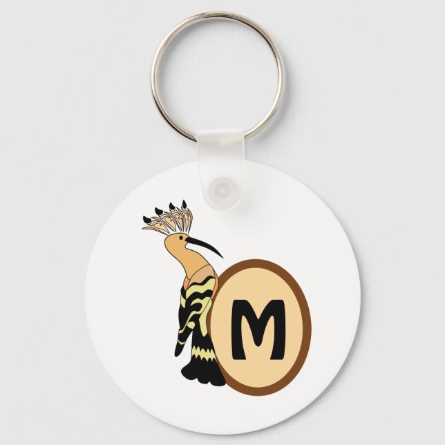 Chaveiro Monograma de Ave Whimsical Hoopoe (Frente)