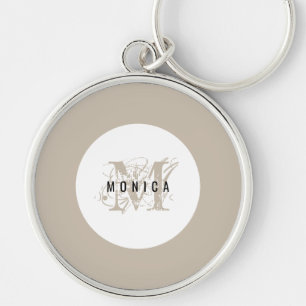 Chaveiro Monograma de Beige Moderno Russo Chic