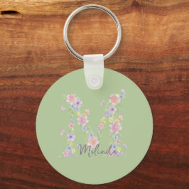 Chaveiro Monograma de Borboleta Floral Vintage