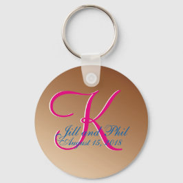 Chaveiro Monograma de Casamento de Cobre Castanho P:Valor d