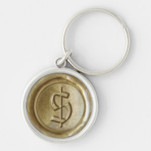 Chaveiro Monograma de cera - Dourado - Dólar Inglês Antigo(