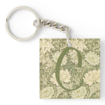 Monograma de Design Floral Verde Wm Morris