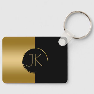 Chaveiro Monograma de Design Geométrico Moderno Dourado e P