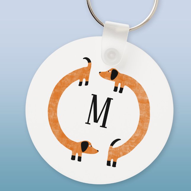 Chaveiro Monograma de Enchimento de Enchimento Engraçado (Monogram personalized initial fun Dachshund Wiener Sausage dog aluminium keyring keychain)