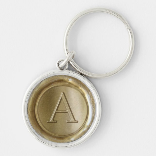 Chaveiro Monograma de fecho de cera - Dourado - Serif A - (Frente)