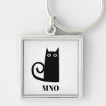 Chaveiro Monograma de Gato Negro Engraçado<br><div class="desc">Gato preto bonito para dar sorte. Arte original de Nic Squirrell. Altere as iniciais do monograma para personalizar.</div>