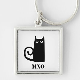 Chaveiro Monograma de Gato Negro Engraçado