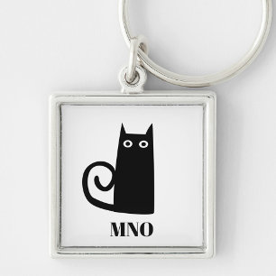 Chaveiro Monograma de Gato Negro Engraçado