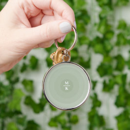 Chaveiro Monograma de Gradação de Círculo Minimalista Verde
