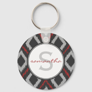 Chaveiro Monograma de Ikat Vermelho