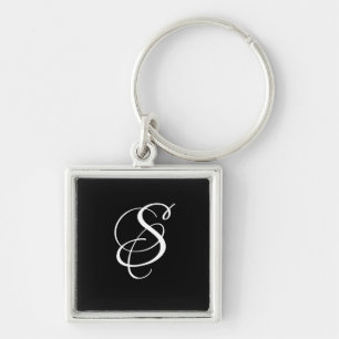 Chaveiro Monograma de Letra com Script Elegante e Moderno/P