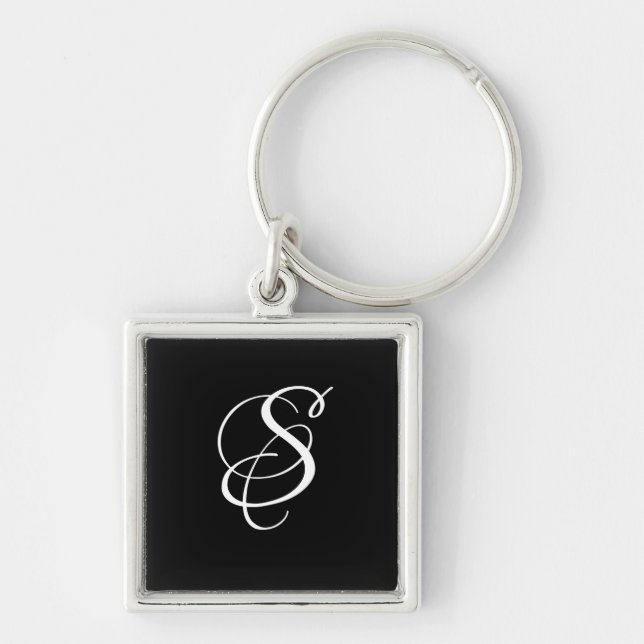 Chaveiro Monograma de Letra com Script Elegante e Moderno/P (Frente)