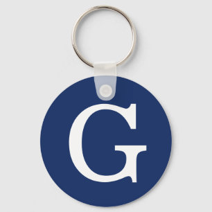 Chaveiro Monograma de Letra Inicial Azul Branco Simples