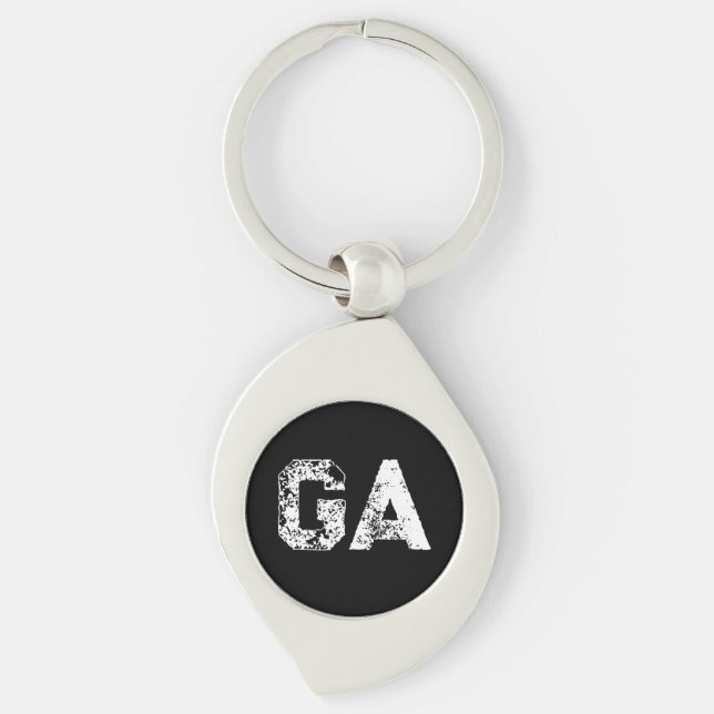Chaveiro Monograma de Letras Iniciais Preto Branco Simples  (Frente)