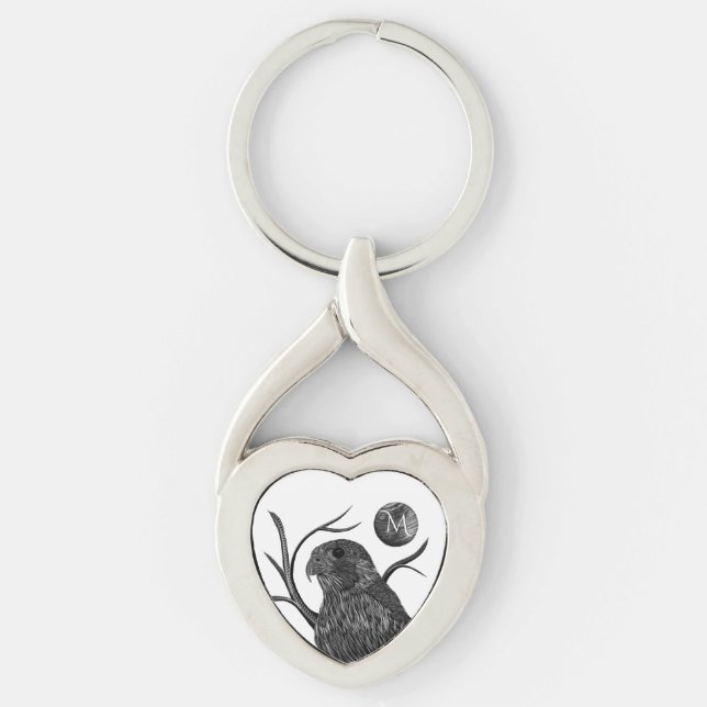 Chaveiro Monograma de lua cheia de falcão (Frente)