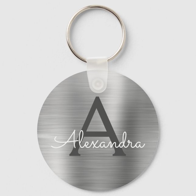 Chaveiro Monograma de Luxo Prata em Aço Inox Falso (Frente)