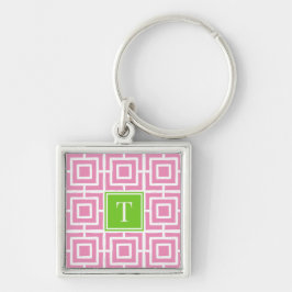 Chaveiro Monograma de Malha Quadrada Preppy - Rosa e Lima