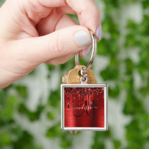 Chaveiro Monograma de Metal de Pincel com Coleta Vermelha G