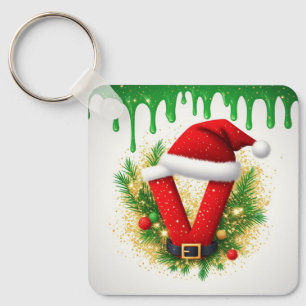 Chaveiro Monograma de Natal V Para Nomes de Férias