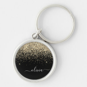 Chaveiro Monograma de Nome Glamouroso em Script com Brilho