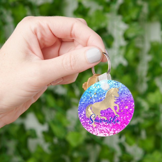 Chaveiro Monograma de ouro branco, cor-de-rosa claro (Mão)