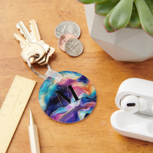 Chaveiro Monograma de Padrão de Agitação Colorida