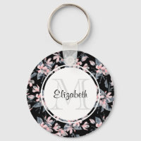 Monograma de Padrão Flor de Aquarela Rosa e Cinza