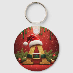 Chaveiro Monograma de Papai Noel A Para Presentes de Natal